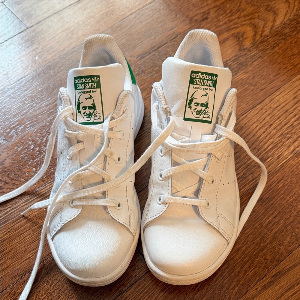 Adidas Kids' Stan Smith White and Green Sneakers